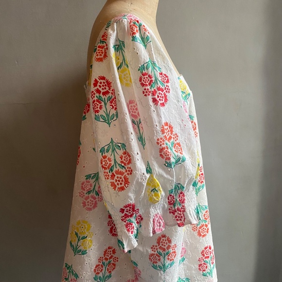 Draper James RSVP Floral Print Eyelet Puff Sleeve Top, Size 3X - Picture 4 of 13